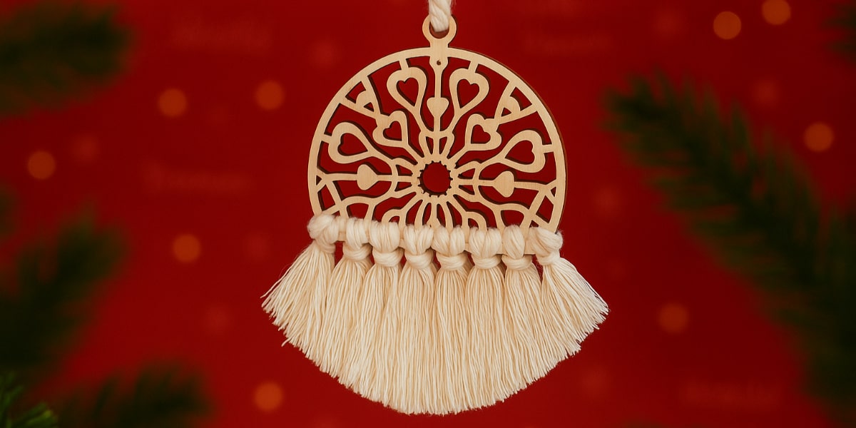 Macrame vianočná guľa zo špagátu Natana