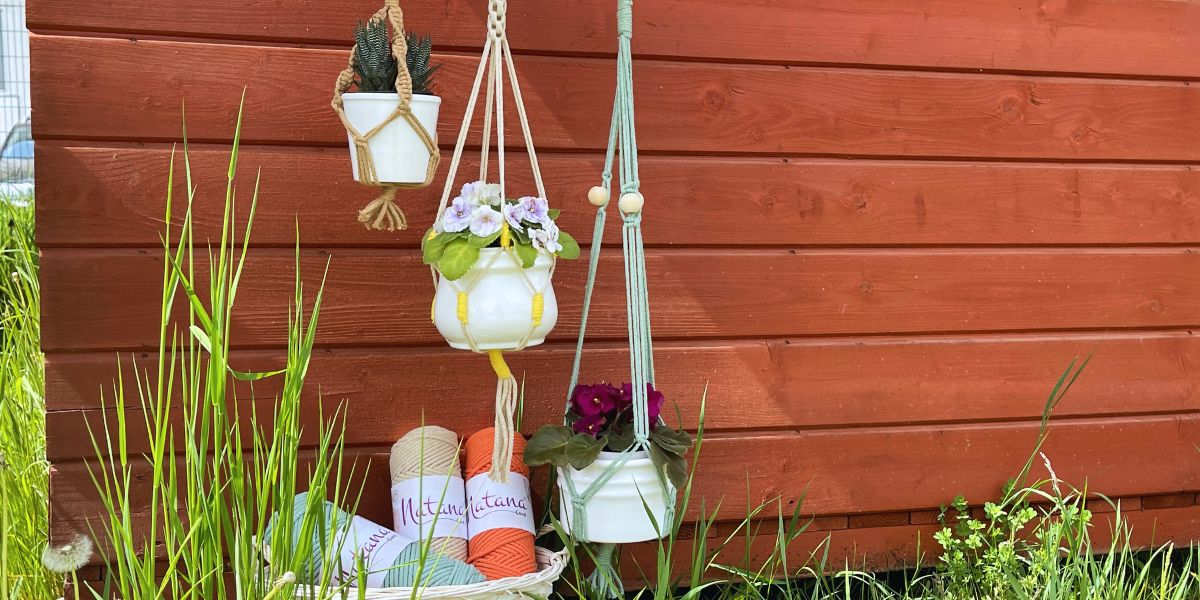 Macrame záves na kvetináč