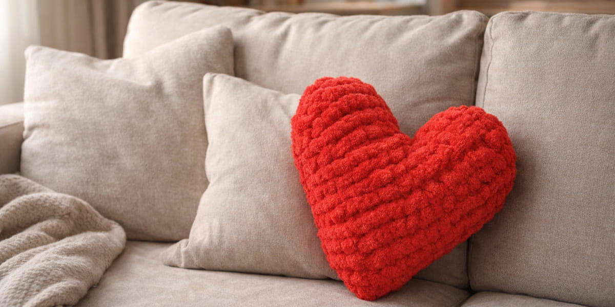 Pletené srdiečko rukami z chunky vlny – jednoduchý návod