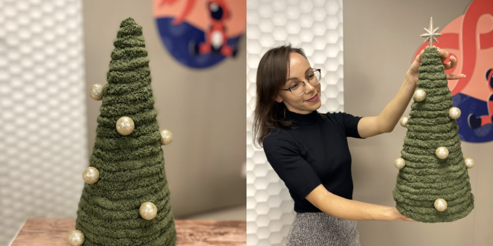 Vianočný stromček z chunky vlny Natana Cherry Dream