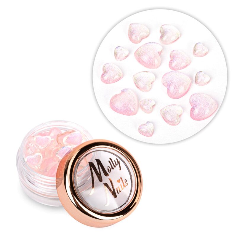 3D srdiečka na zdobenie nechtov Nr.2 Molly Nails 40ks