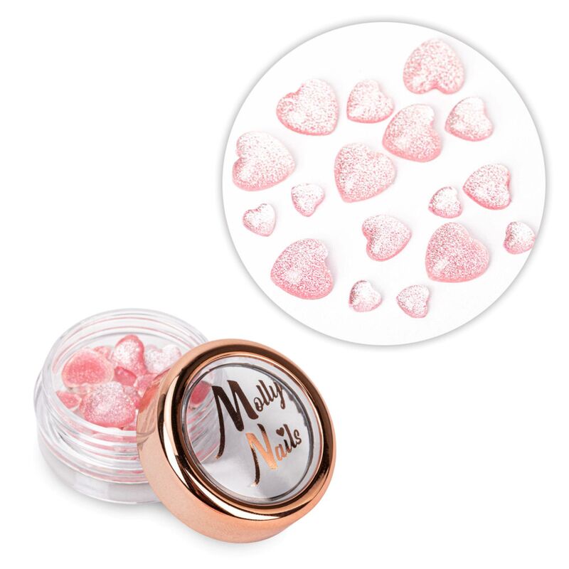 3D srdiečka na zdobenie nechtov Nr.3 Molly Nails 40ks