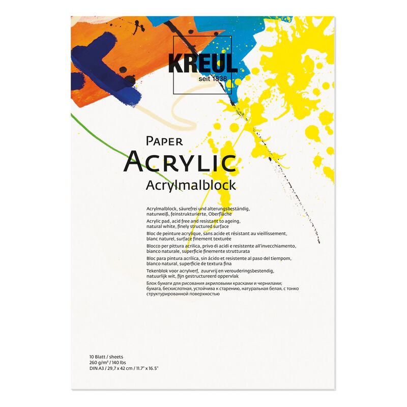 Akrylový blok KREUL 260g/m², 10 listov A3
