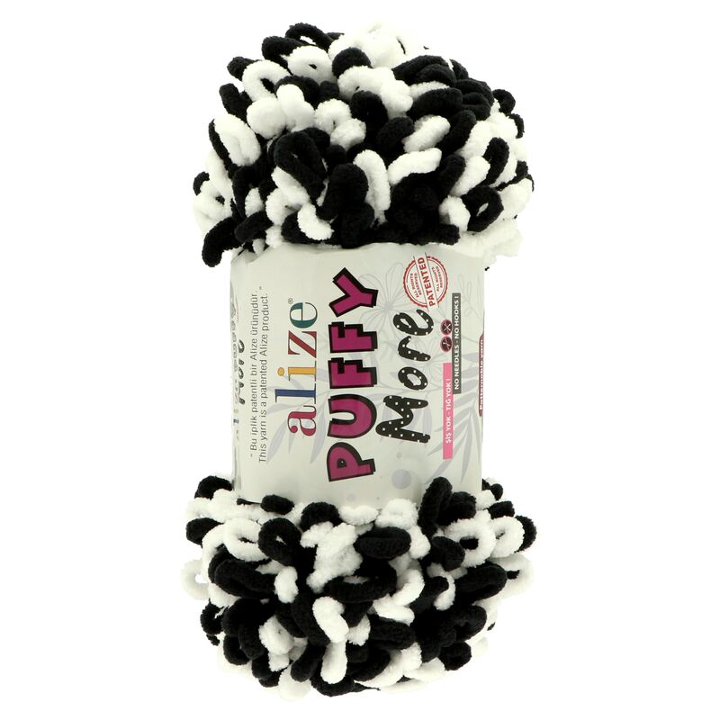Gomitoli Alize Puffy More Color 6289 Beige Chiaro/nero, Filato Per Maglia Senza Ferri, 10 X 150g