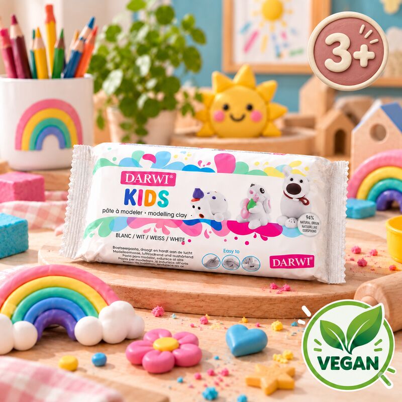 Biela modelovacia hmota pre deti Darwi Kids 500g