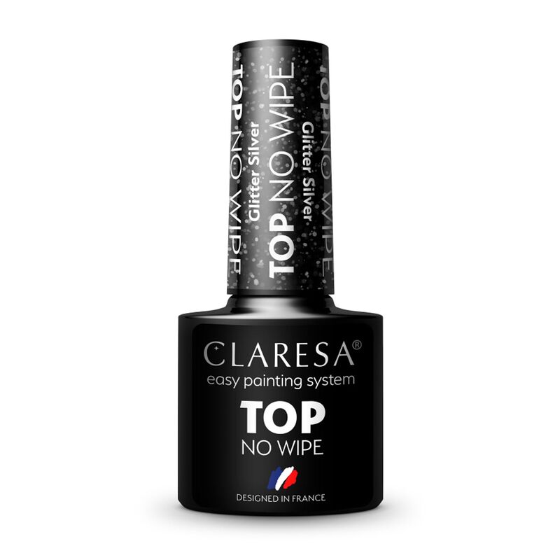 CLARESA Top Glitter Silver 5g vrchný gél lak