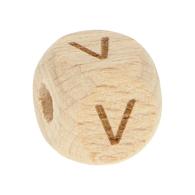 Drevená korálka s písmenkom V 12mm
