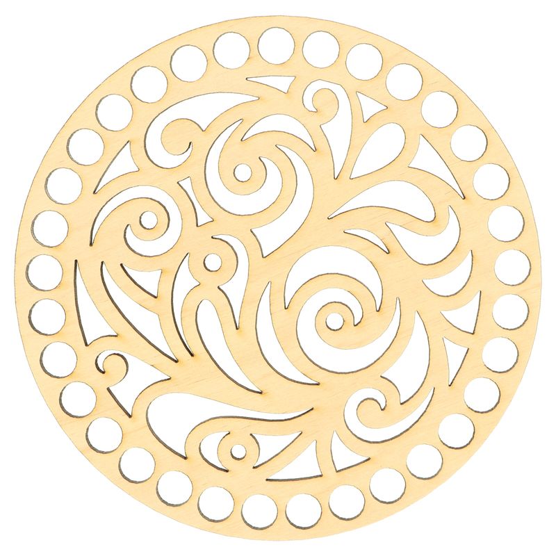 Drevené dno na háčkovanie s ornamentom 15cm