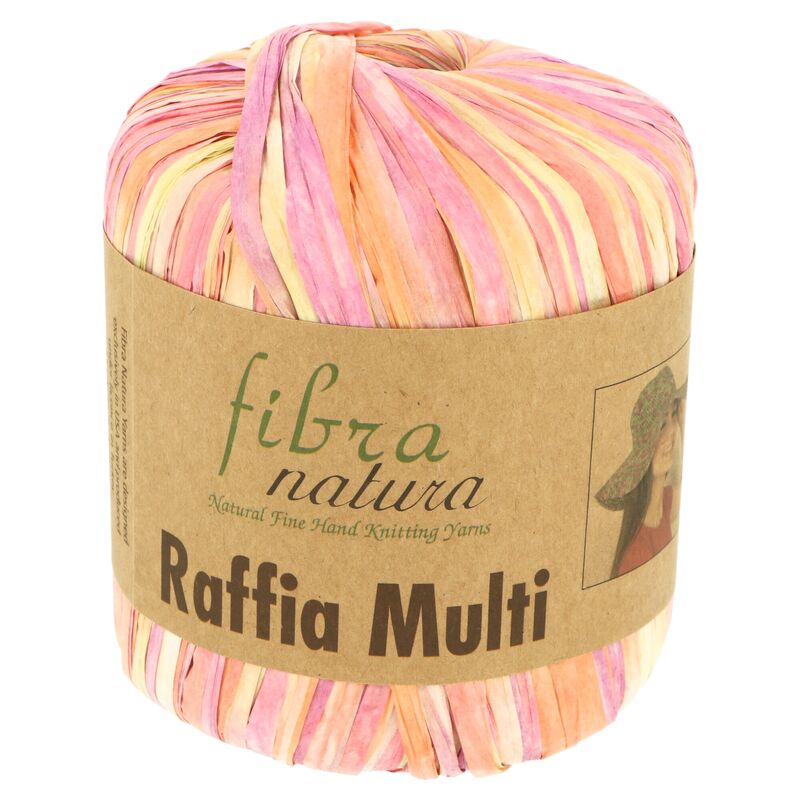 Fibra Natura Raffia Multi 117-13 ružová s oranžovou a žltou