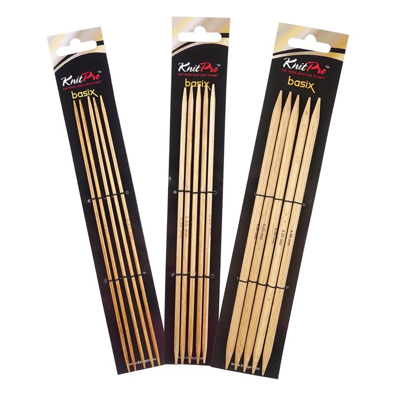 KnitPro Basix Birch drevené ponožkové ihlice 20 cm