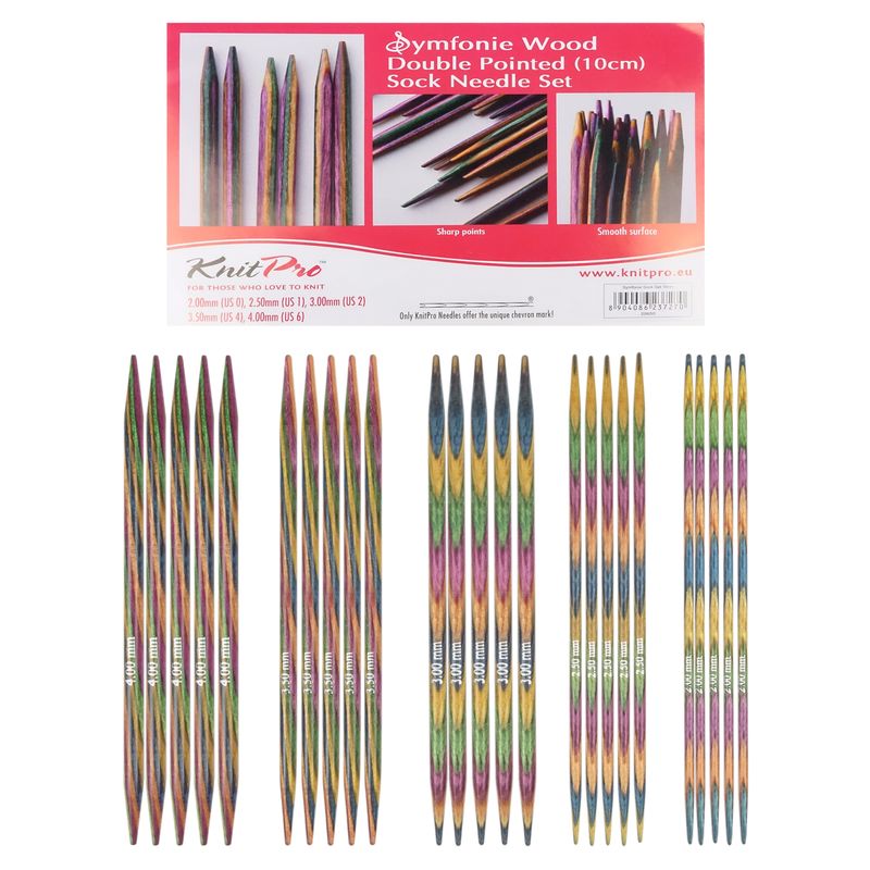 Ferri Da Calza KnitPro Symfonie Doppia Punta 10cm X 3mm - Legno Di Betulla, Multicolore - Foto 8