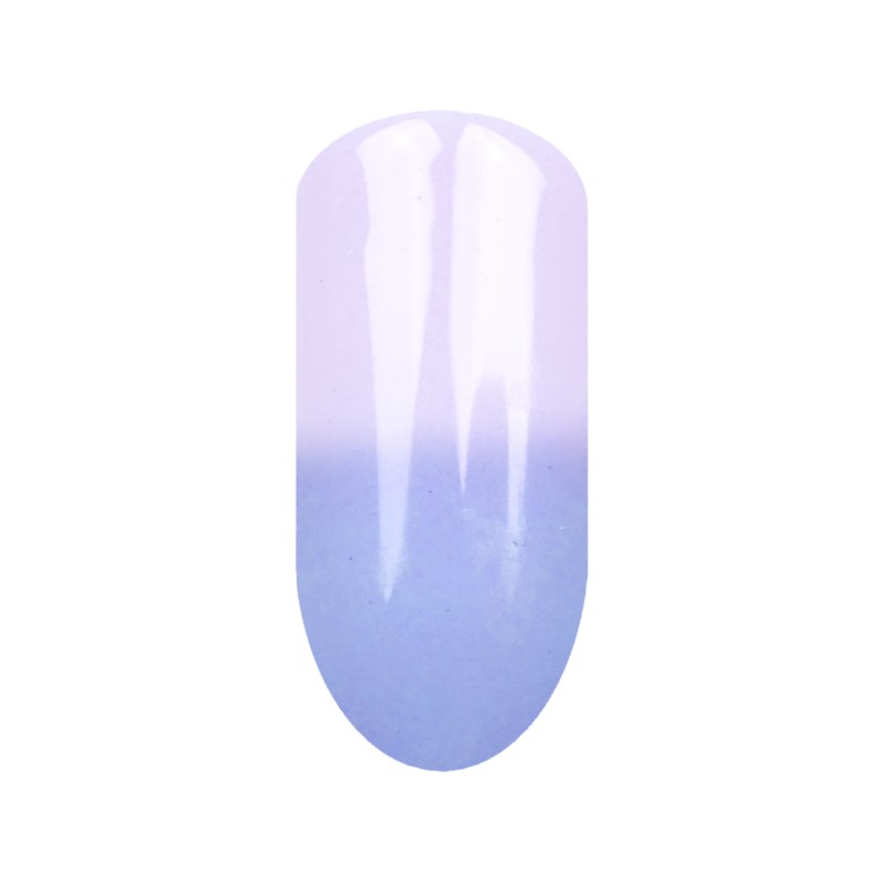 Modro fialový v chlade a teplom sa mení na bledo fialový. V celku vytvára pastelové levanduľové odtiene. Tvrdne v lampe.