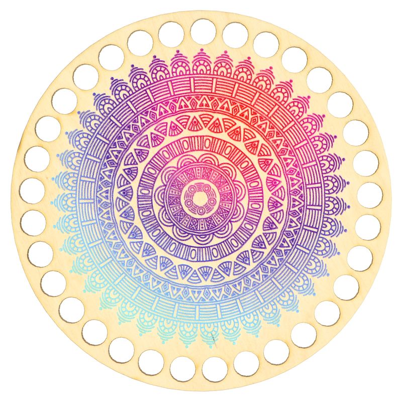 Mandala fialovo modré drevené dno 15 cm
