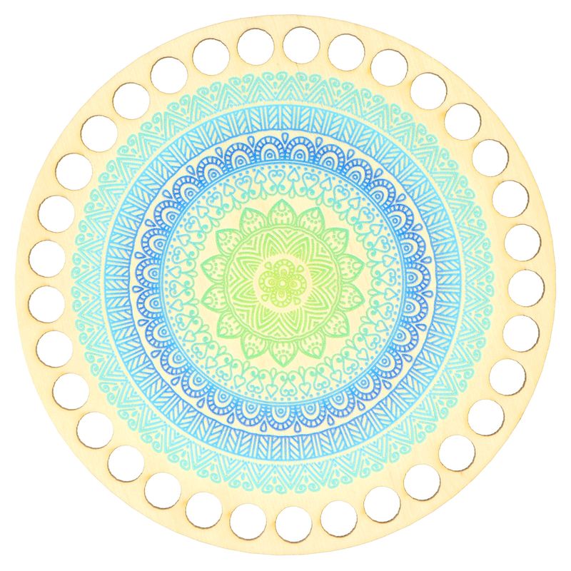 Mandala zelené drevené dno 15 cm