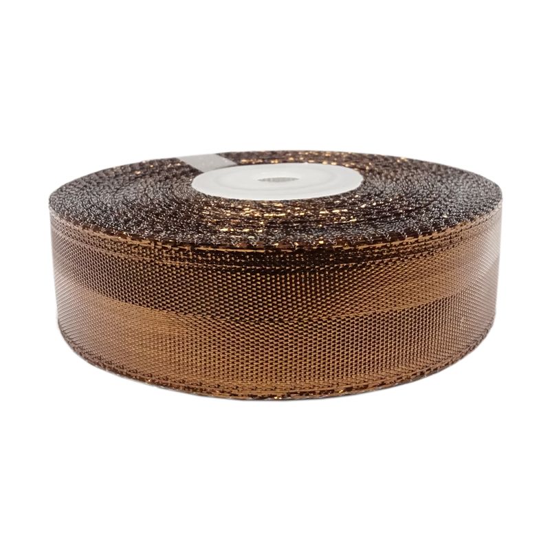 Metalická hnedá stuha 2132 25 mm 22 m