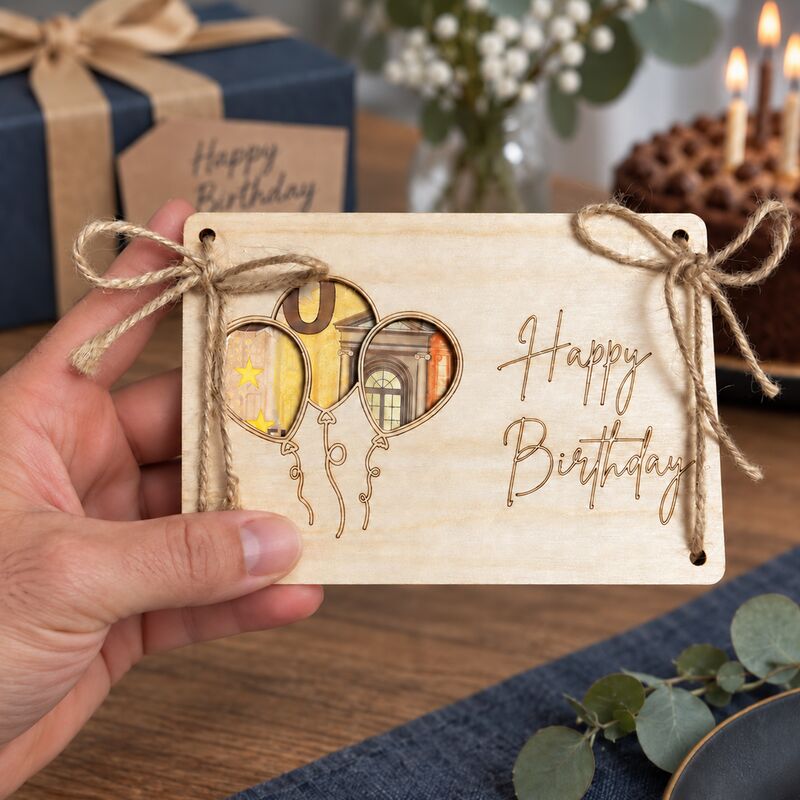 Natana Drevené venovanie na peniaze „Happy Birthday“