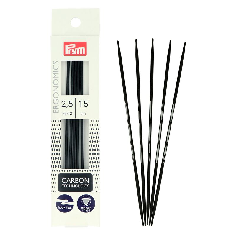 Prym Ergonomics Carbon ponožkové ihlice 2,5mm 15cm