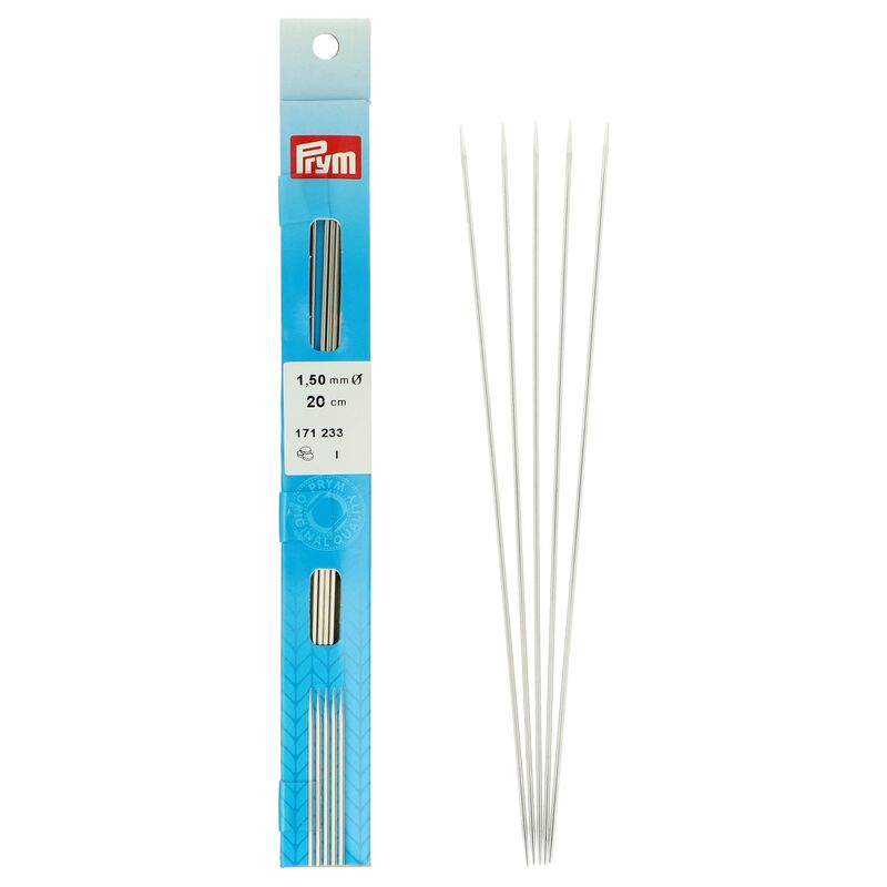 Prym oceľové ponožkové ihlice na pletenie 1,5mm 20cm