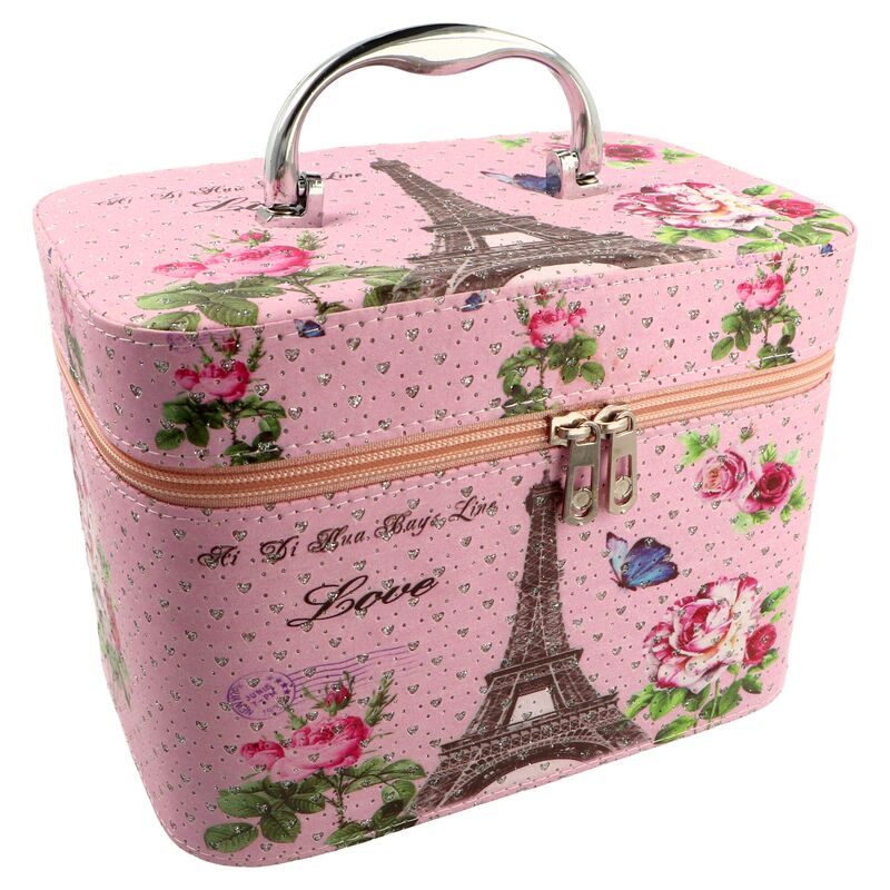 Ružový Kozmetický kufrík Paríž 23 x 15 x 17