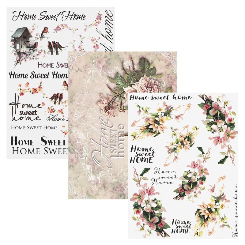 Ryžový papier Home sweet home A4 - rôzne vzory