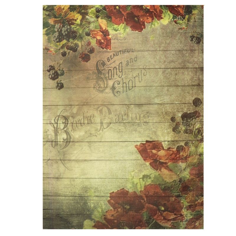 Ryžový papier retro drevo a vlčie maky A3