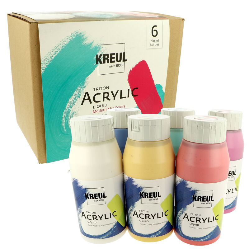 Sada akrylových farieb Kreul TRITON 6x750ml Modern Mix Colors