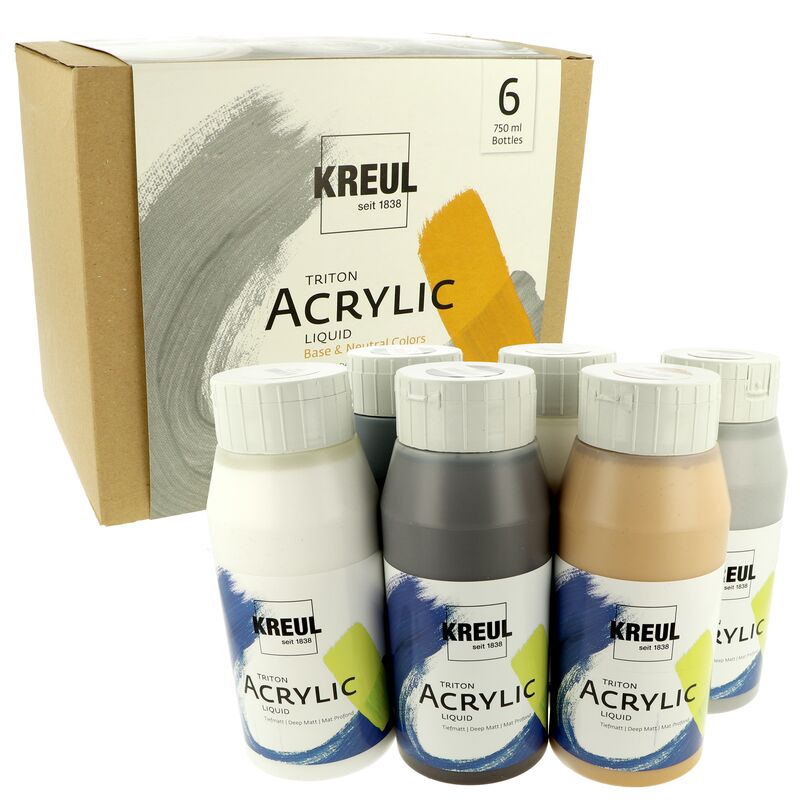Sada akrylových farieb Kreul TRITON 6x750ml základné a neutrálne farby