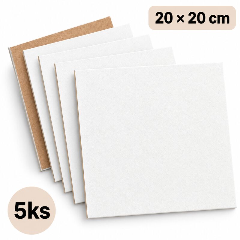 Sada maliarskych plátien na lepenke 5ks, 20×20cm, 3mm