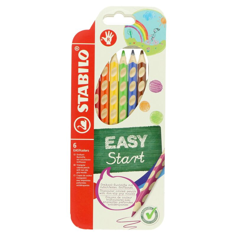 Trojhranné pastelky pre pravákov Stabilo Easy Colors 6ks
