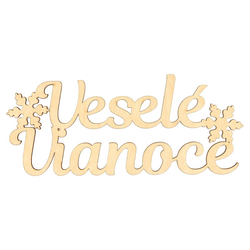 Veselé Vianoce drevený nápis 19x9cm