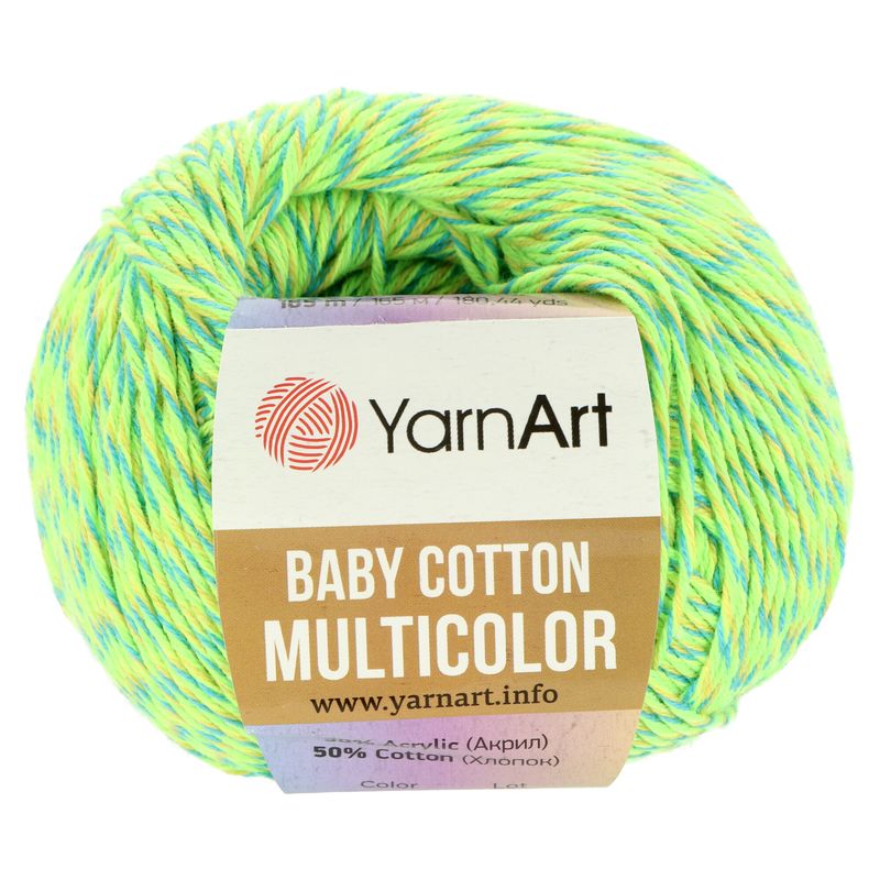 YarnArt Baby Cotton Multicolor 5213 zeleno modrá
